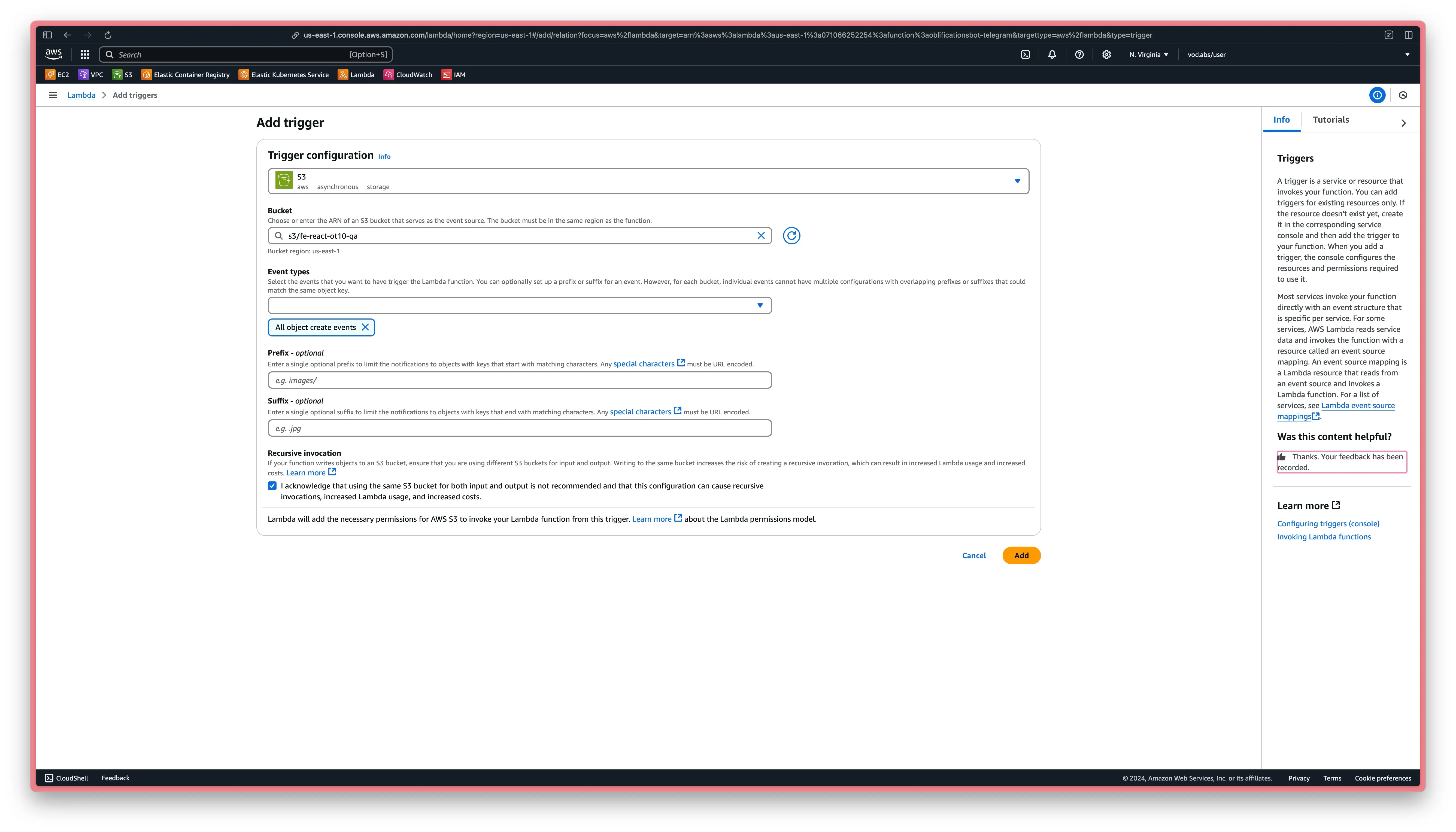 Add trigger to lambda