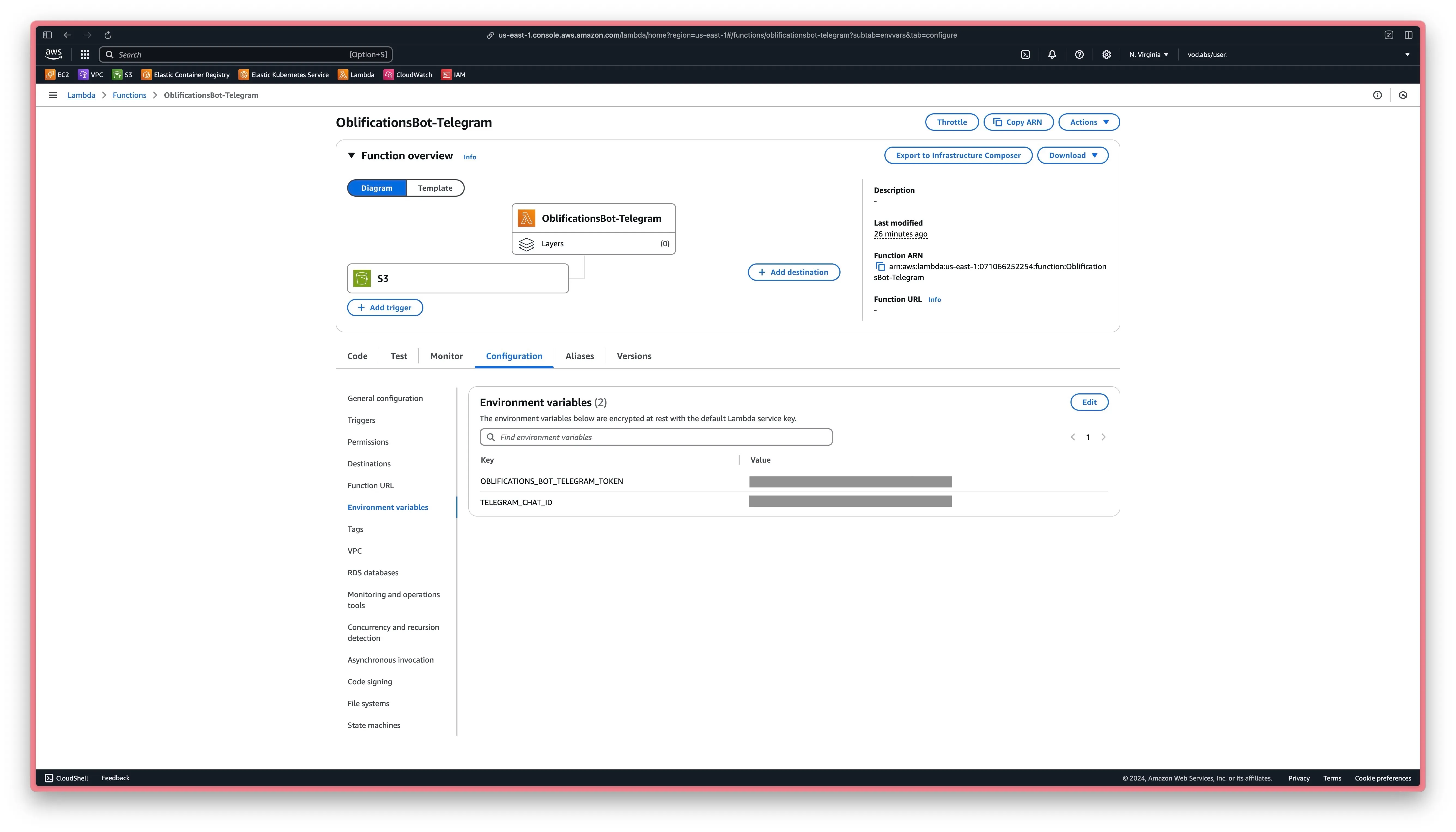 Lambdas environment variables