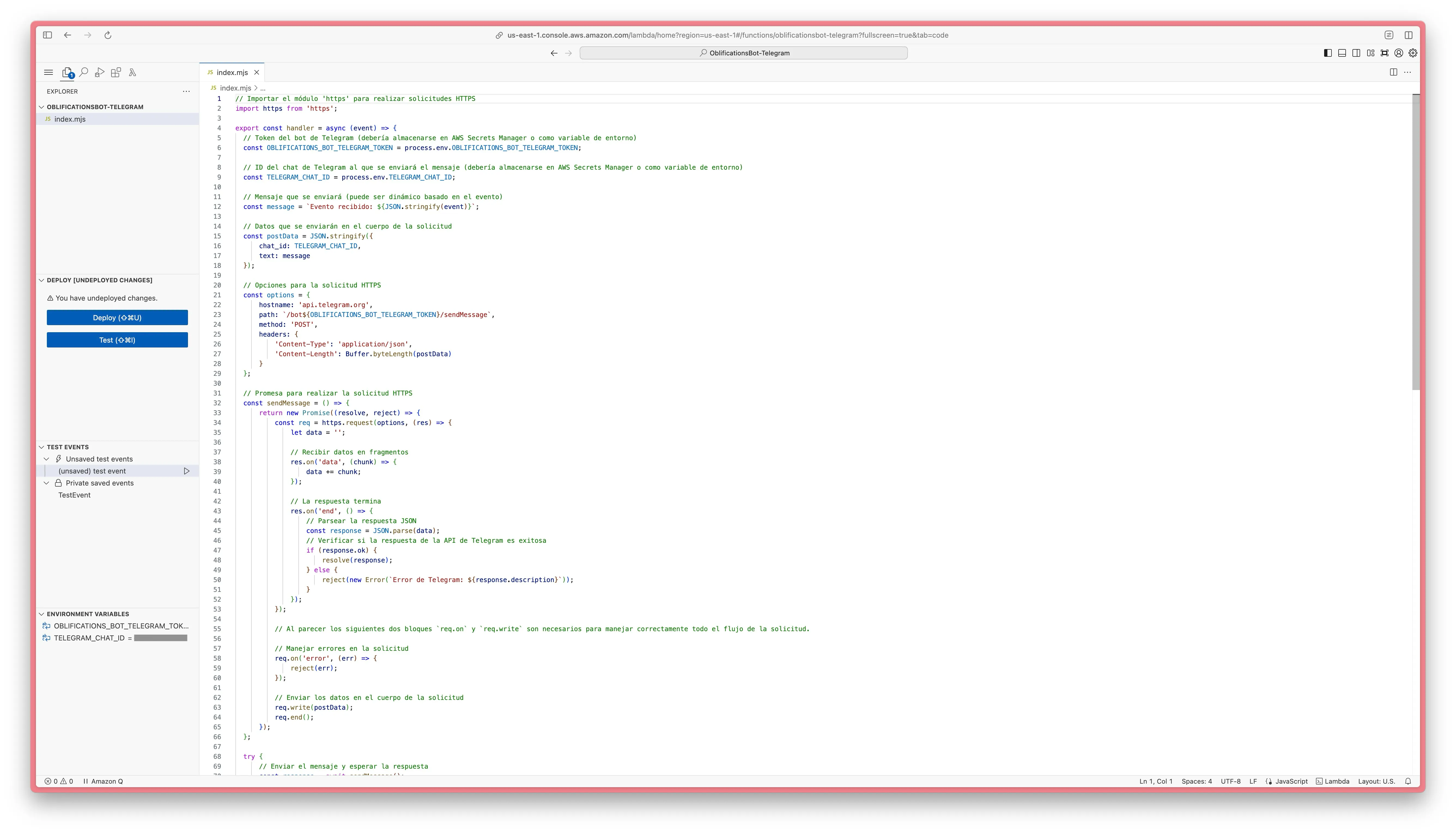 Lambdas function code